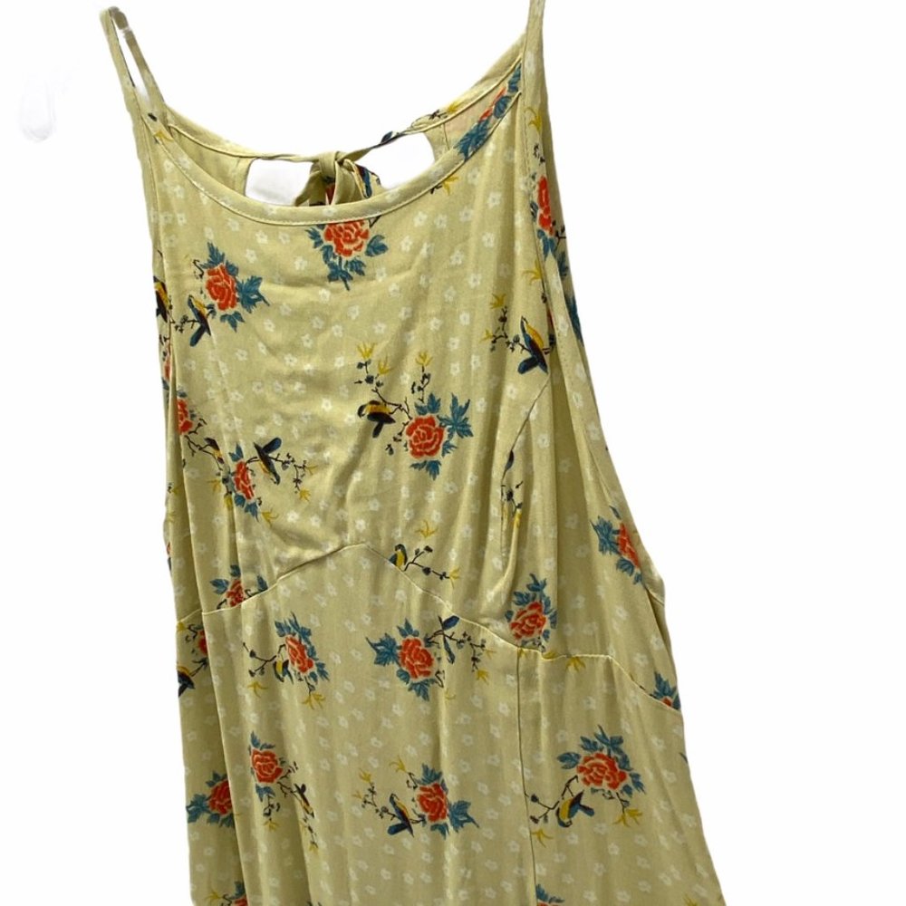U.O. PALE YELLOW FLORAL/BIRDS HALTER DRESS.MINI 10 - Picture 5 of 10